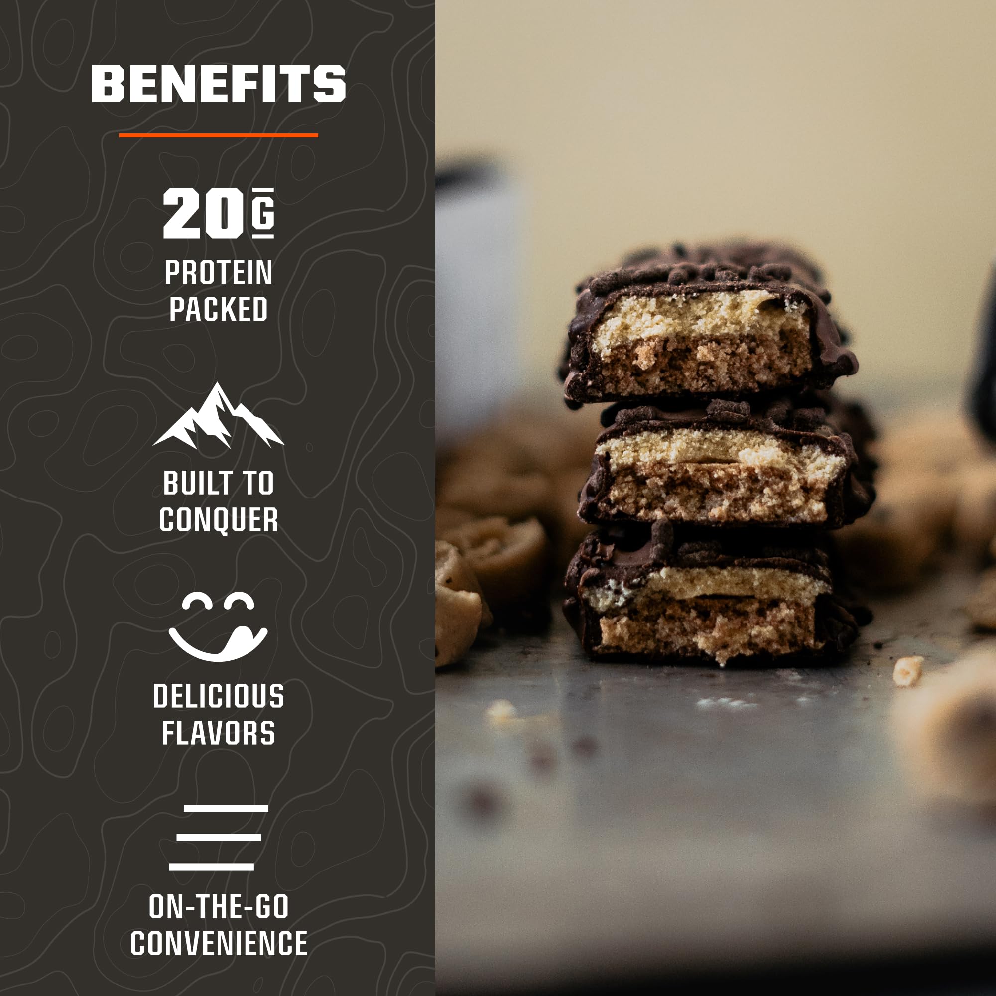 Bite shot of MTN OPS Mudslide bar highlighting rich flavor and smooth texture