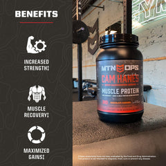 Chocolate caramel MTN OPS shake in glass with creamy texture