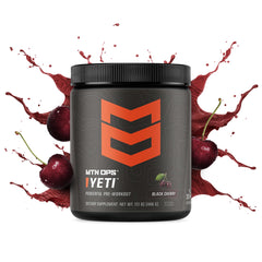 MTN OPS YETI black cherry tub back view showing ingredients and nutrition for training days.
