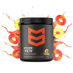 MTN OPS Yeti pre-workout scoop demonstrates portable serving for workouts.