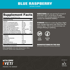 MTN OPS Yeti scoop with blue raspberry powder for easy measuring.
