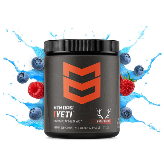 Scoop pouring MTN OPS Yeti powder for quick focus and endurance.