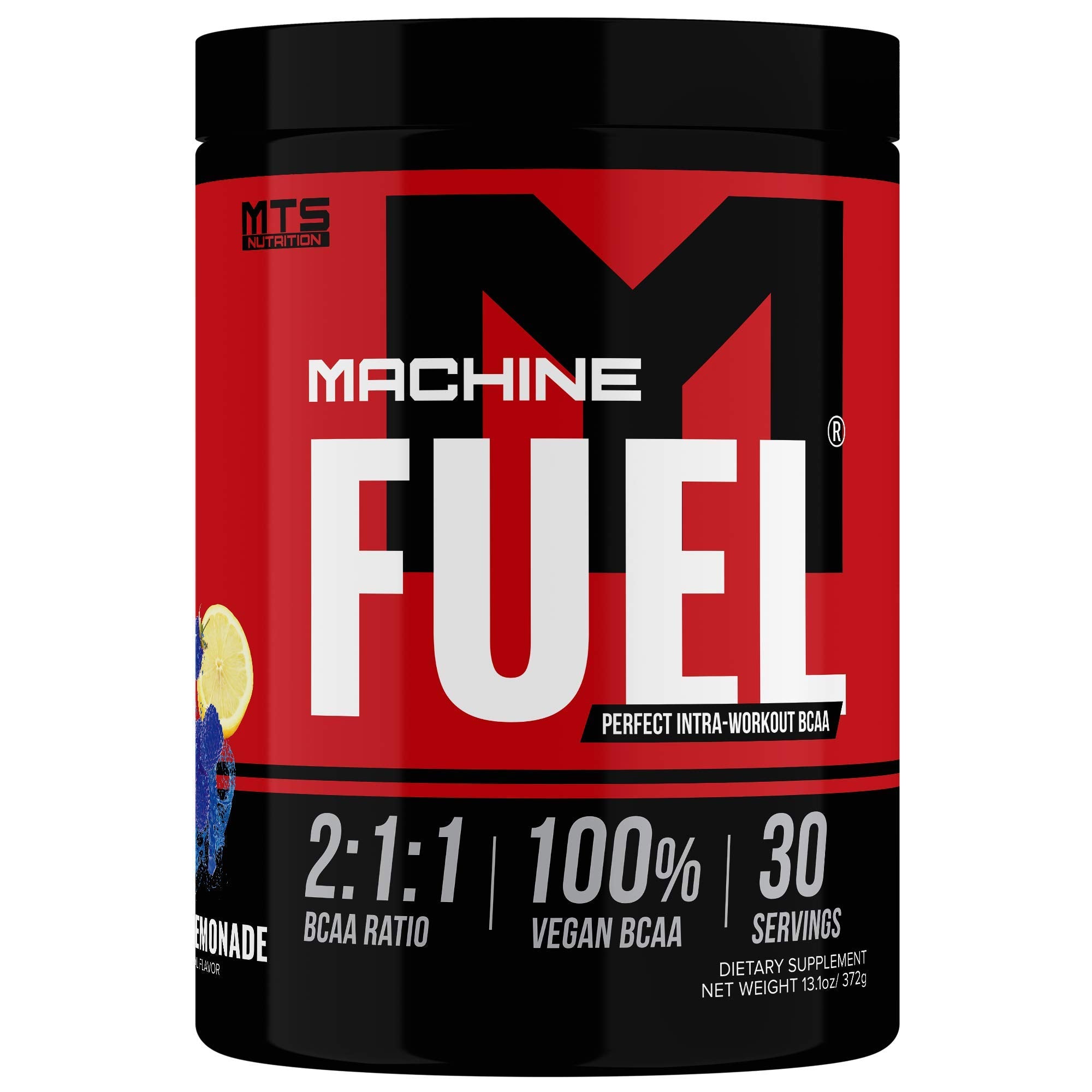 MTS Nutrition Machine Fuel Blue Razz Lemonade powder for hydration during workouts.