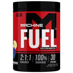 MTS Nutrition Machine Fuel Blue Razz Lemonade powder for hydration during workouts.