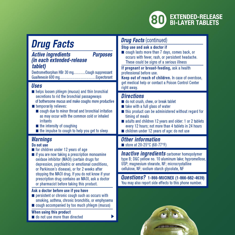 Mucinex DM 12hr dosage chart illustrating 12-hour schedule for steady symptom control.