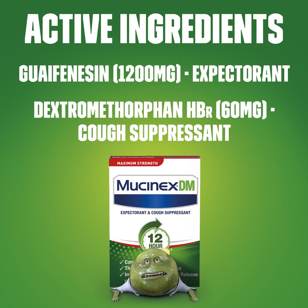 Mucinex DM 12 Hr Max Strength bottle pouring tablets