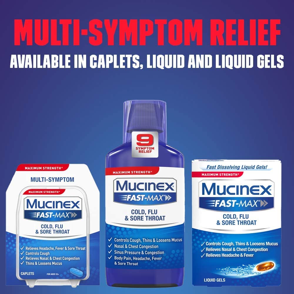 Mucinex Fast-Max capsules in hand suggest easy, on-the-go relief
