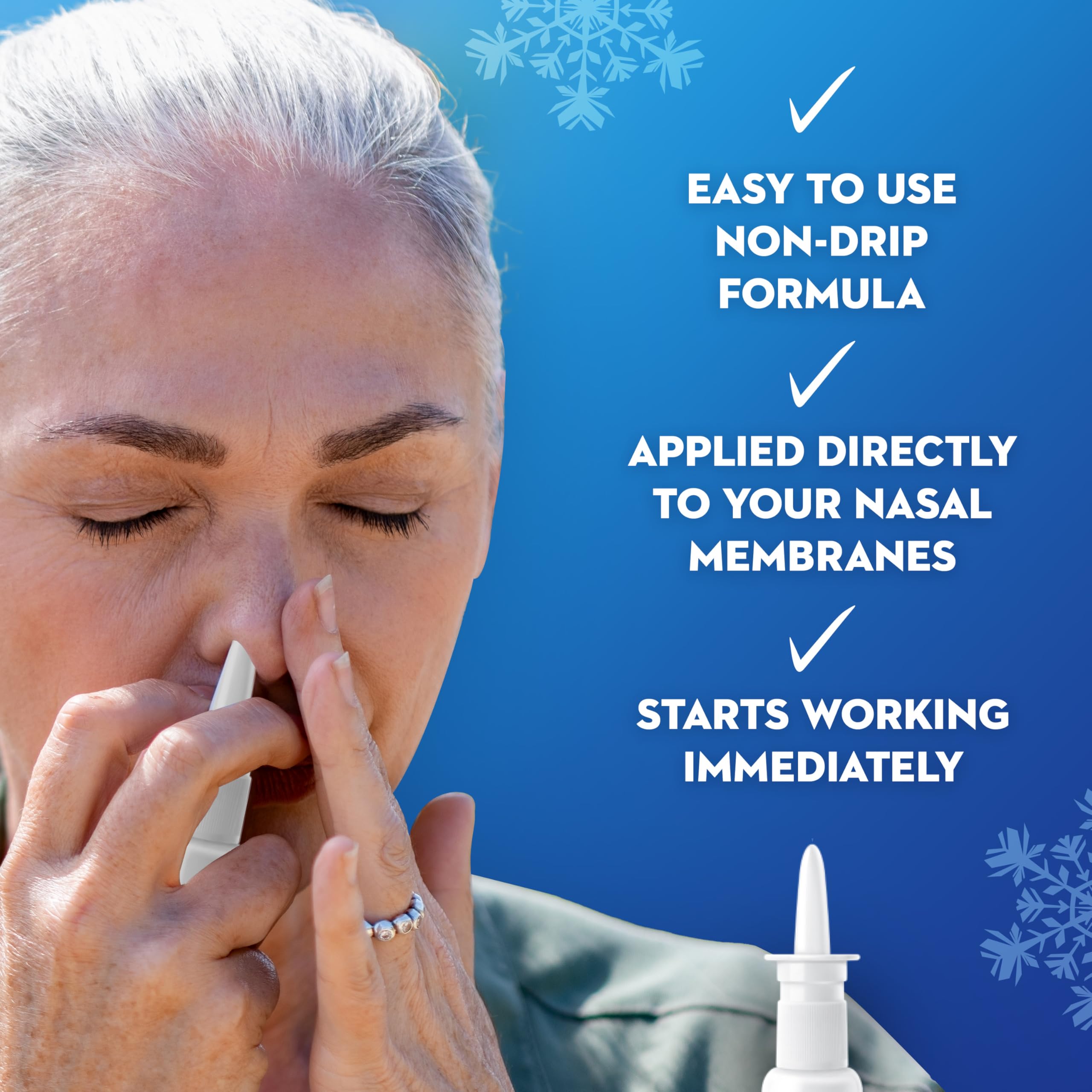 Mucinex Sinus-Max nozzle close-up delivering targeted nasal relief.