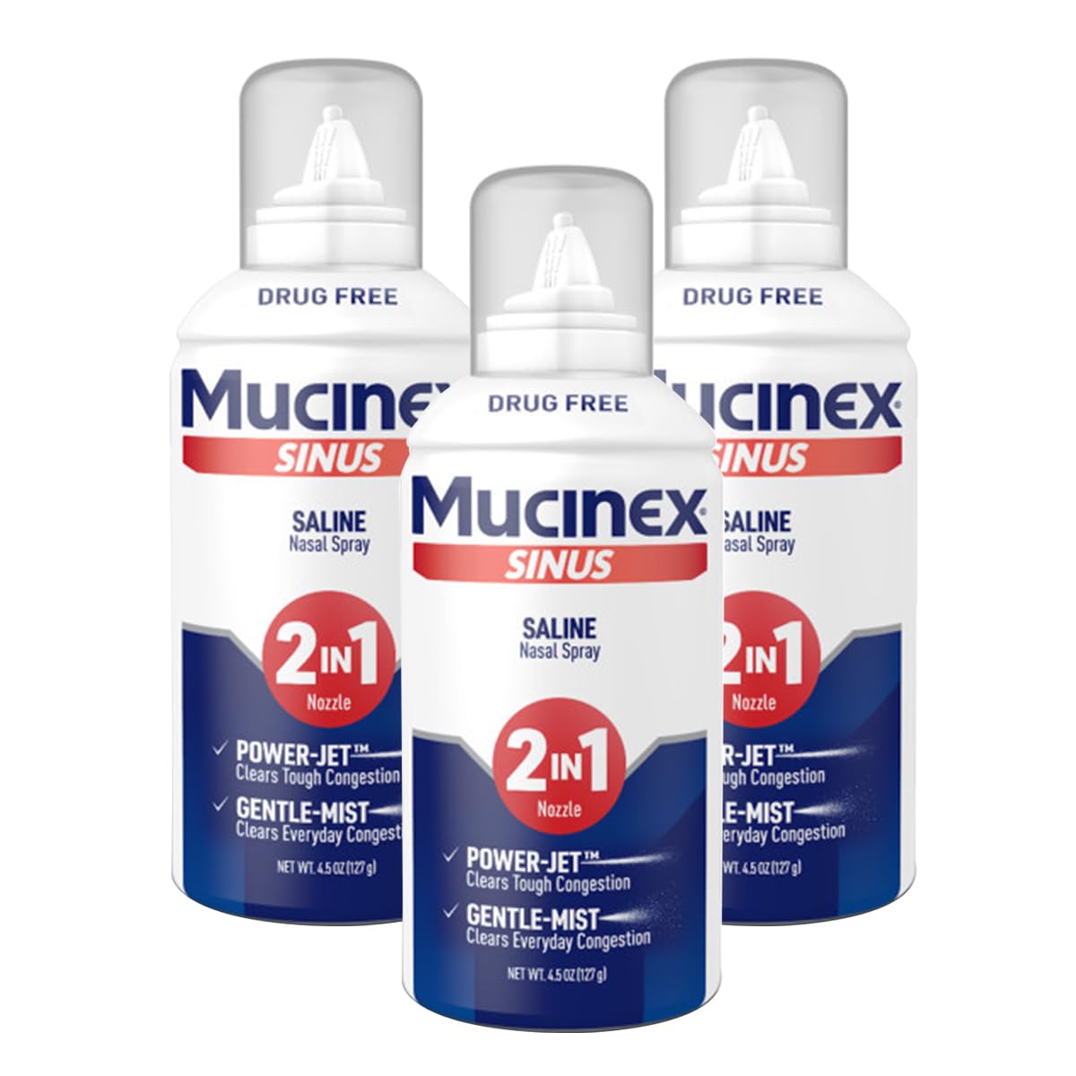 Mucinex Sinus Saline spray with jet nozzle for tough congestion relief
