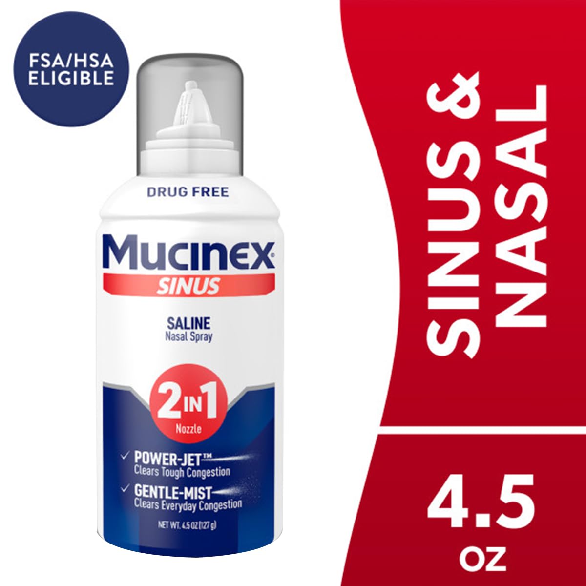 Mucinex Sinus Saline spray with mist nozzle for everyday nasal moisture