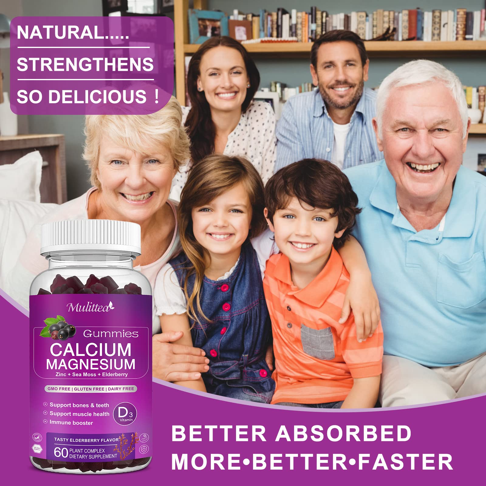 Mulittea 3-pack display showcasing family-friendly supplement option.
