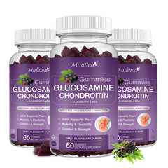 Mulittea glucosamine chondroitin gummies bottle shows convenient daily joint support.