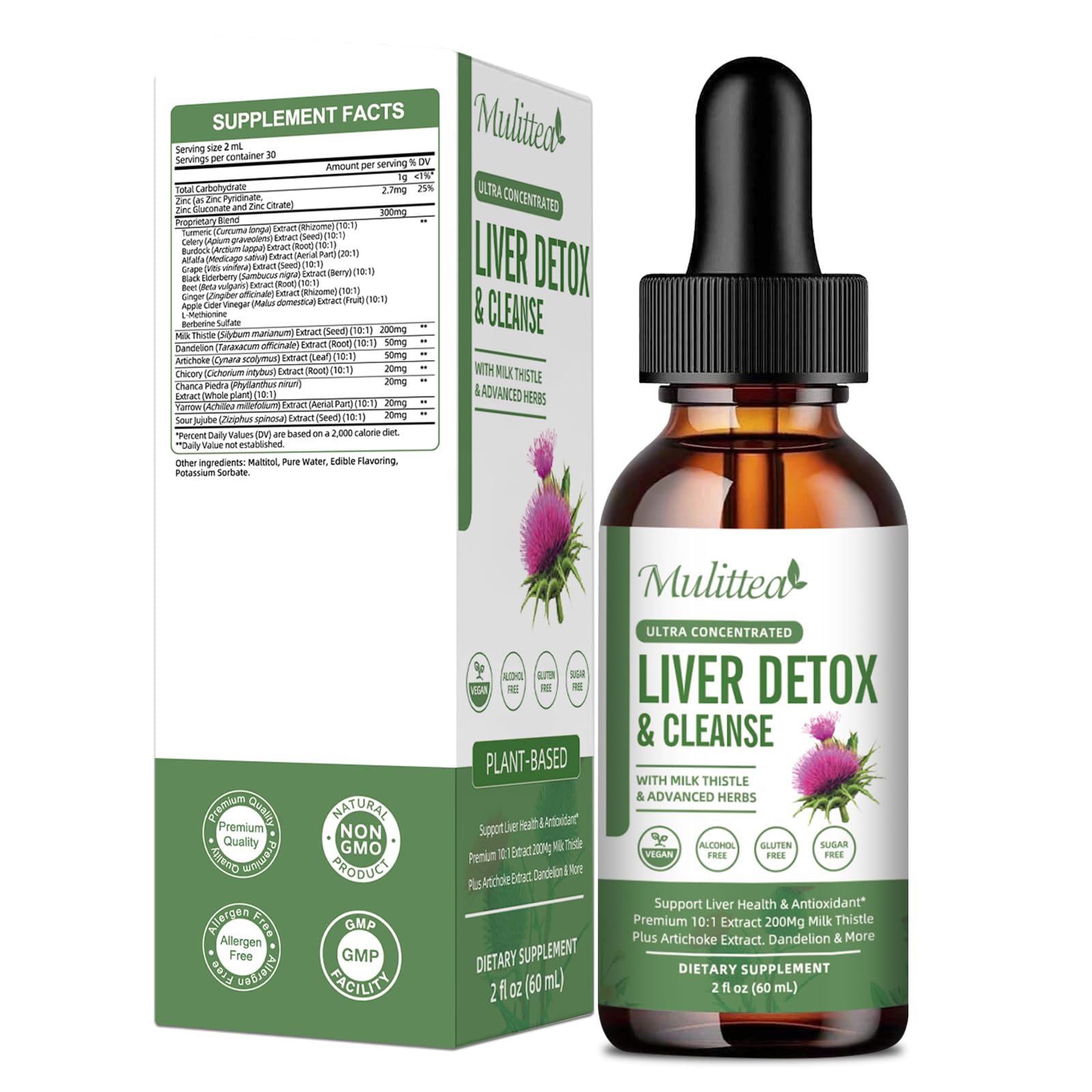 Mulittea Liver Health Drops bottle pictured for daily use