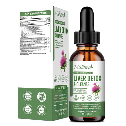 Mulittea Liver Health Drops bottle pictured for daily use