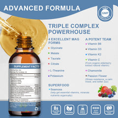 Mulittea magnesium glycinate liquid with pour-friendly dropper