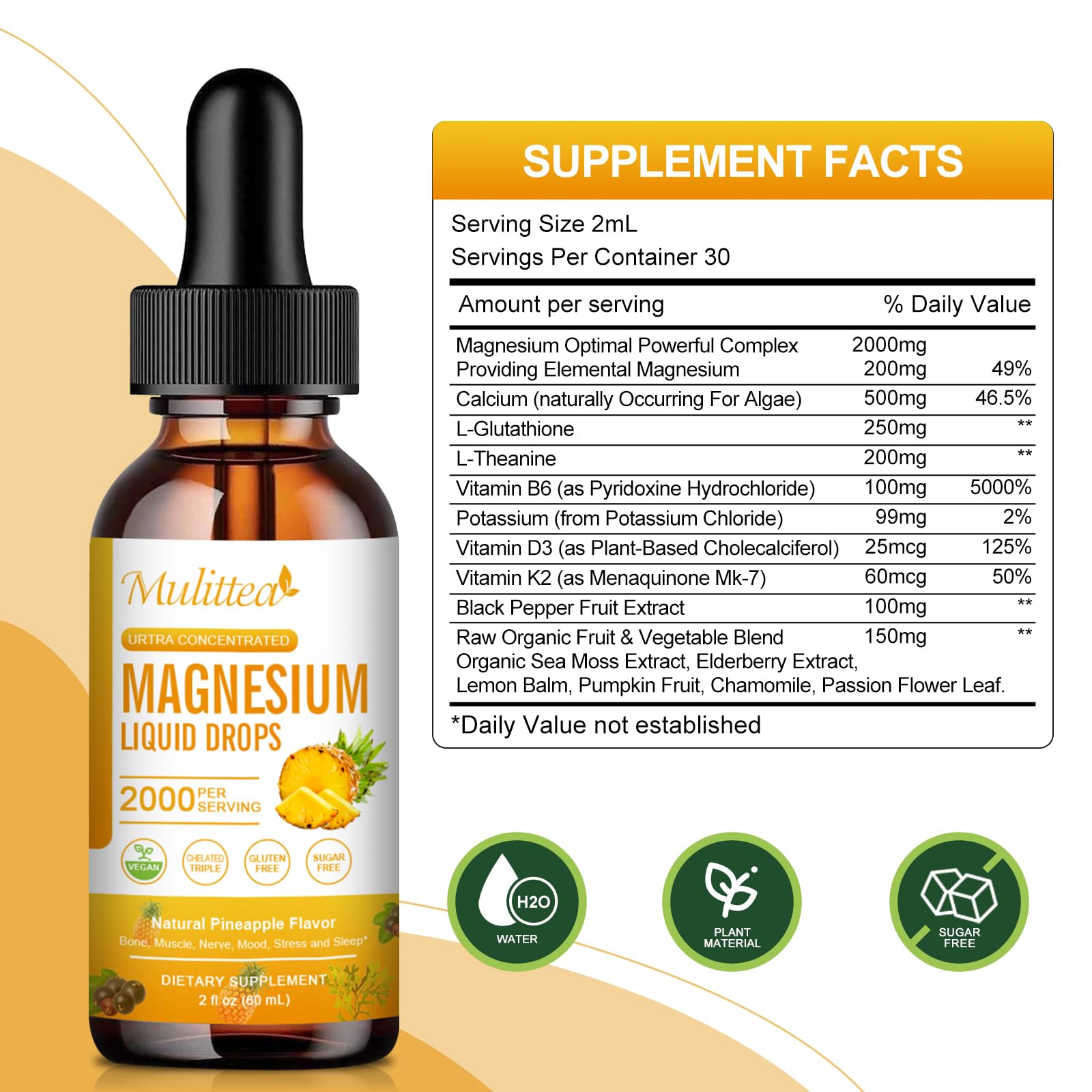 Mulittea magnesium glycinate liquid pour for precise serving.
