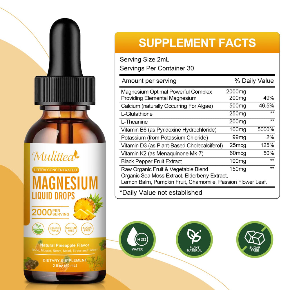 Mulittea magnesium glycinate liquid pour for precise serving.