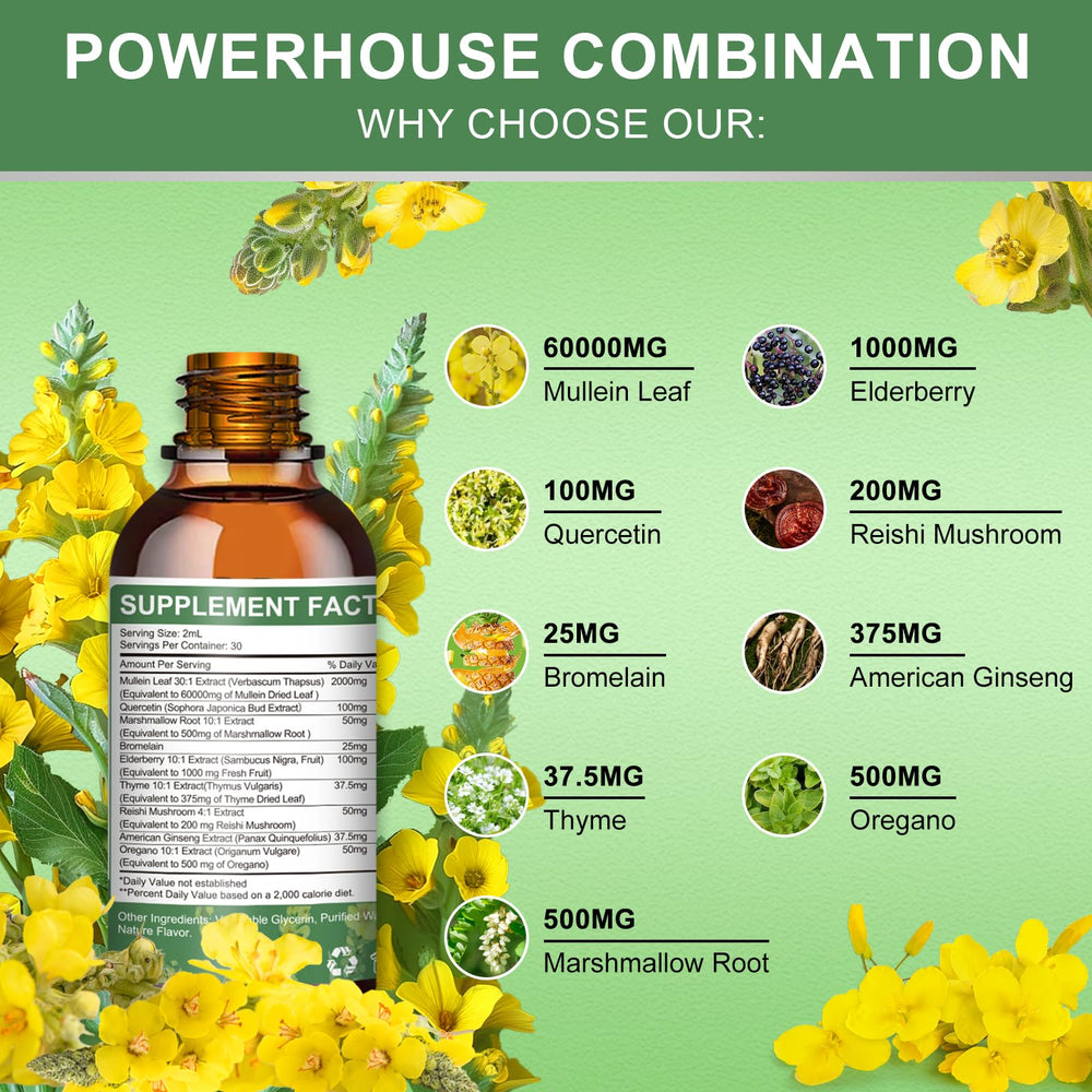 Two-pack Mulittea Mullein Drops packaging offers value and convenience.