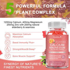 Display of Mulittea Plan Calcium Gummies with immune support theme