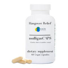 Mulligan Caps pre-celebration bottle and capsules ready for your night prep.