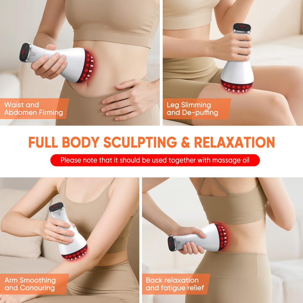 Multford portable massage on leg demonstrates quick daily routine