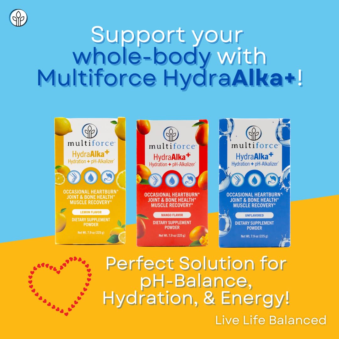 Multiforce HydraAlka+ mineral crystals close-up; highlights premium minerals for balance