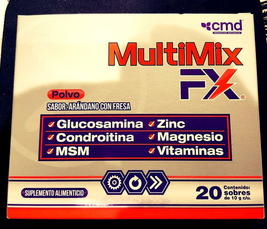MULTIMIX box with sachets, back view showing ingredients for everyday wellness.