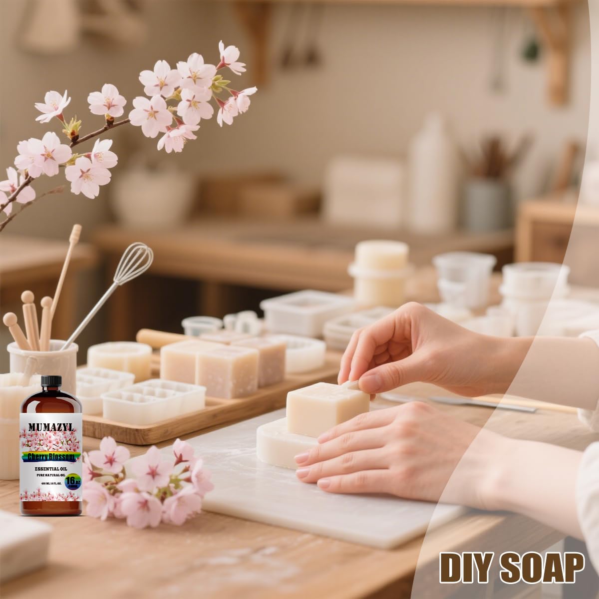 Aromatherapy diffusion with MUMAZYL Cherry Blossom Oil aroma.