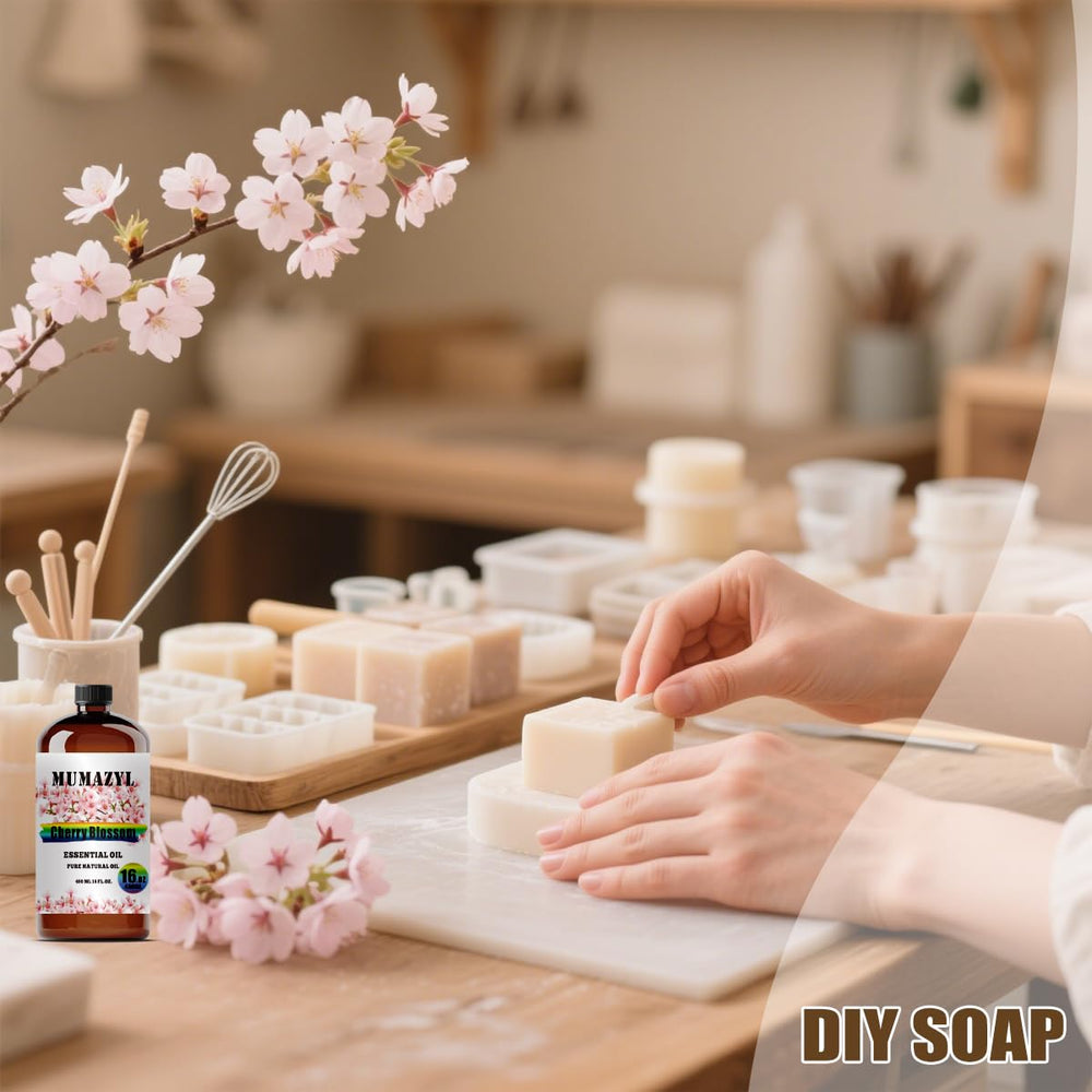 Aromatherapy diffusion with MUMAZYL Cherry Blossom Oil aroma.