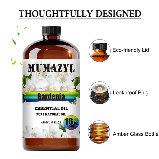 Flow-control stopper on MUMAZYL Gardenia oil ensures precise, mess-free pouring.