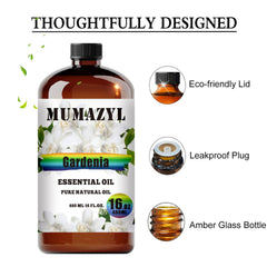 Flow-control stopper on MUMAZYL Gardenia oil ensures precise, mess-free pouring.