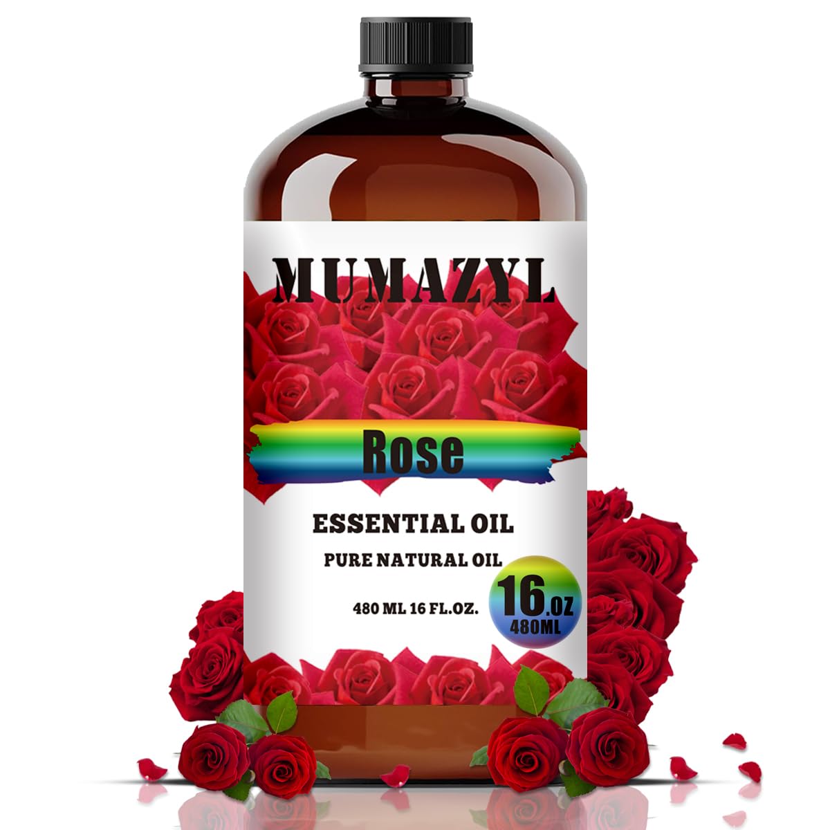 MUMAZYL Rose Oil in amber bottle for diffusers and crafts.