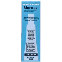 Muro 128 ophthalmic ointment label highlights 5% sodium chloride formula.
