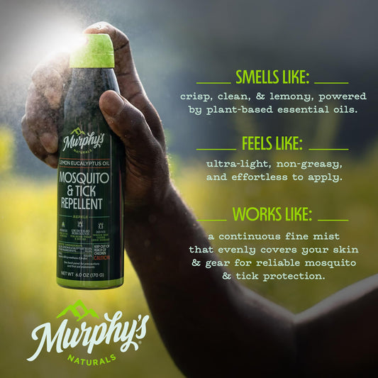 Murphy's Naturals spray closeup label highlighting oil of lemon eucalyptus ingredients