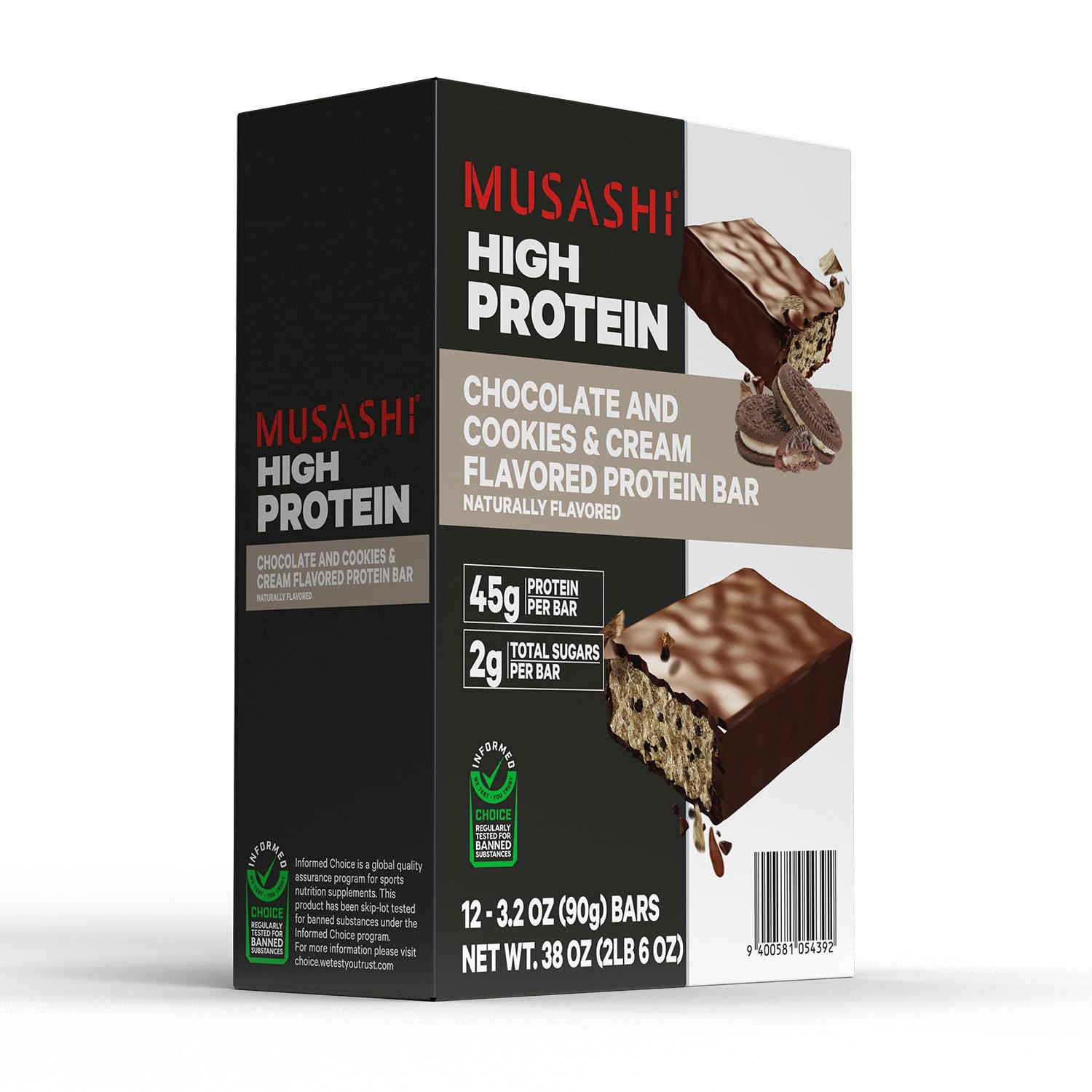 MUSASHI High Protein Bar 12-pack display, convenient multipack for busy days.