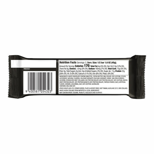 Cross-section of Musashi bar showing chewy texture and white chocolate caramel