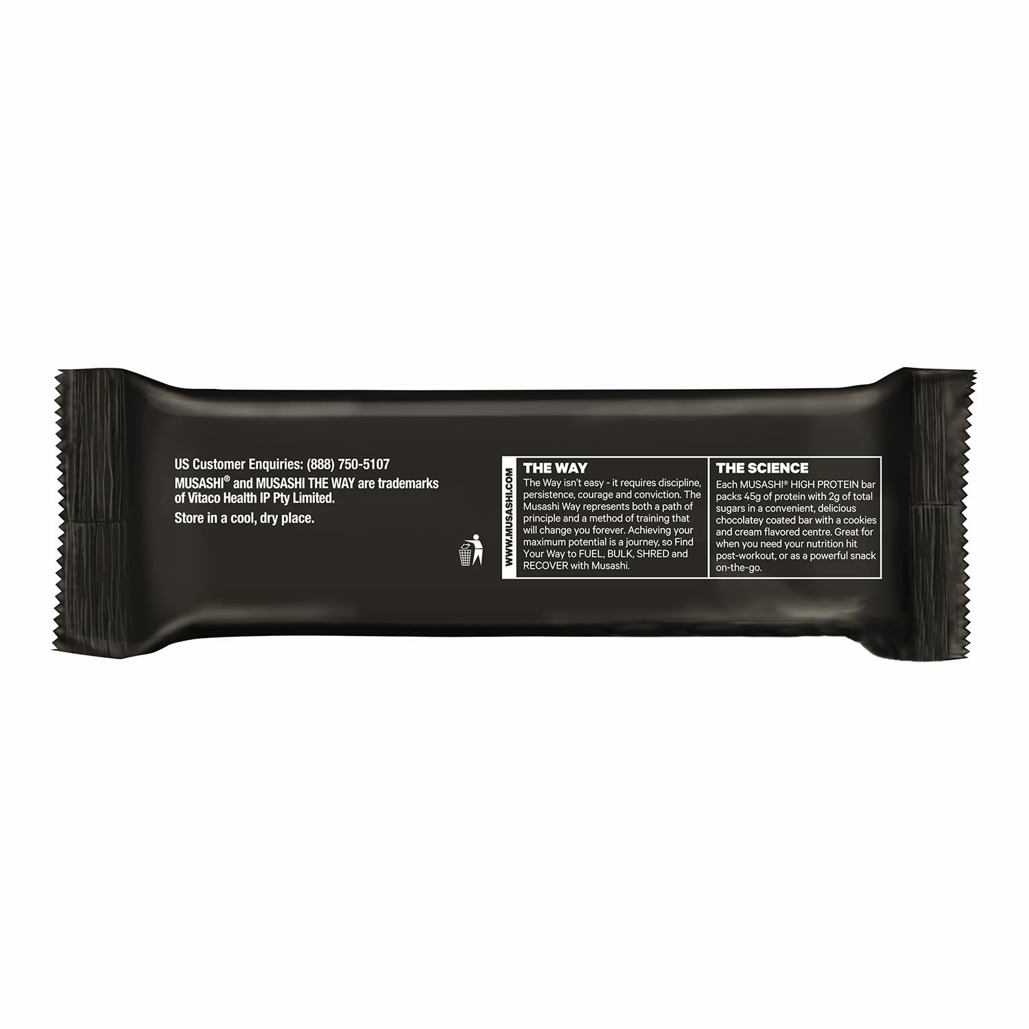 MUSASHI High Protein Bar on-the-go snack, ideal post-workout fuel.