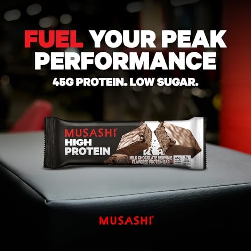 On-the-go Musashi bar tucked into a bag for quick protein boost.