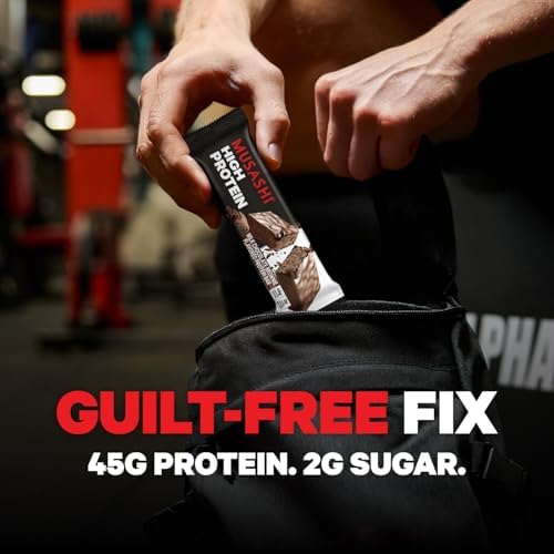 Athlete using Musashi bar after workout to refuel and recover.