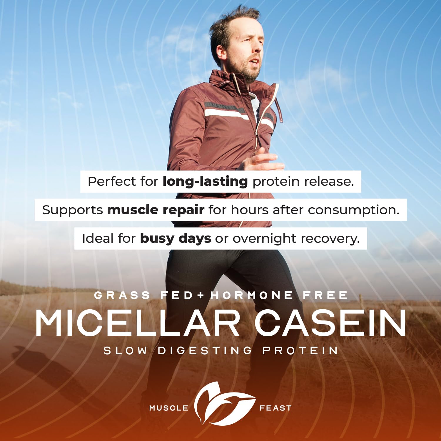 Muscle Feast scoop and label for easy daily protein routine