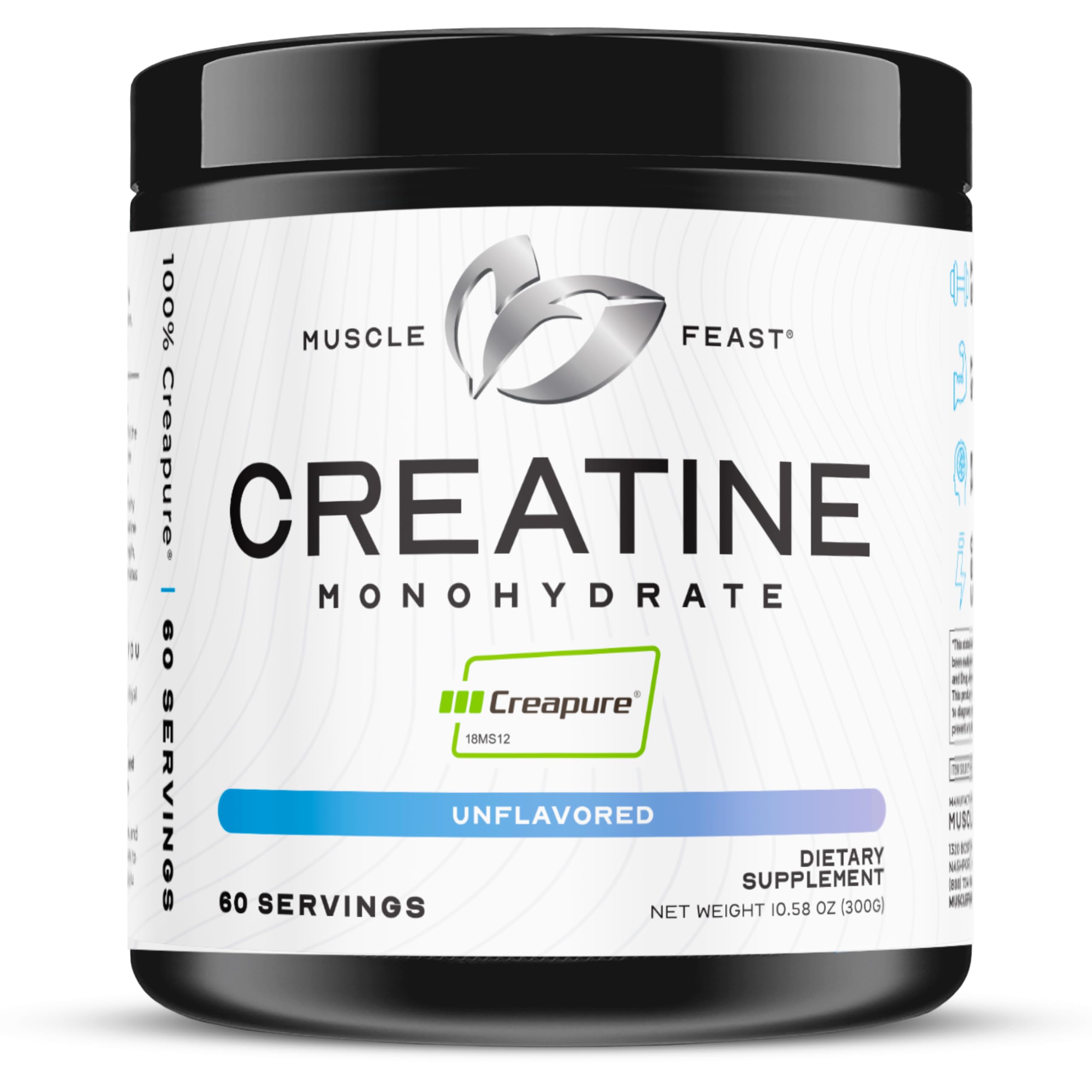 Muscle Feast Creapure packaging front shows pure creatine for daily use