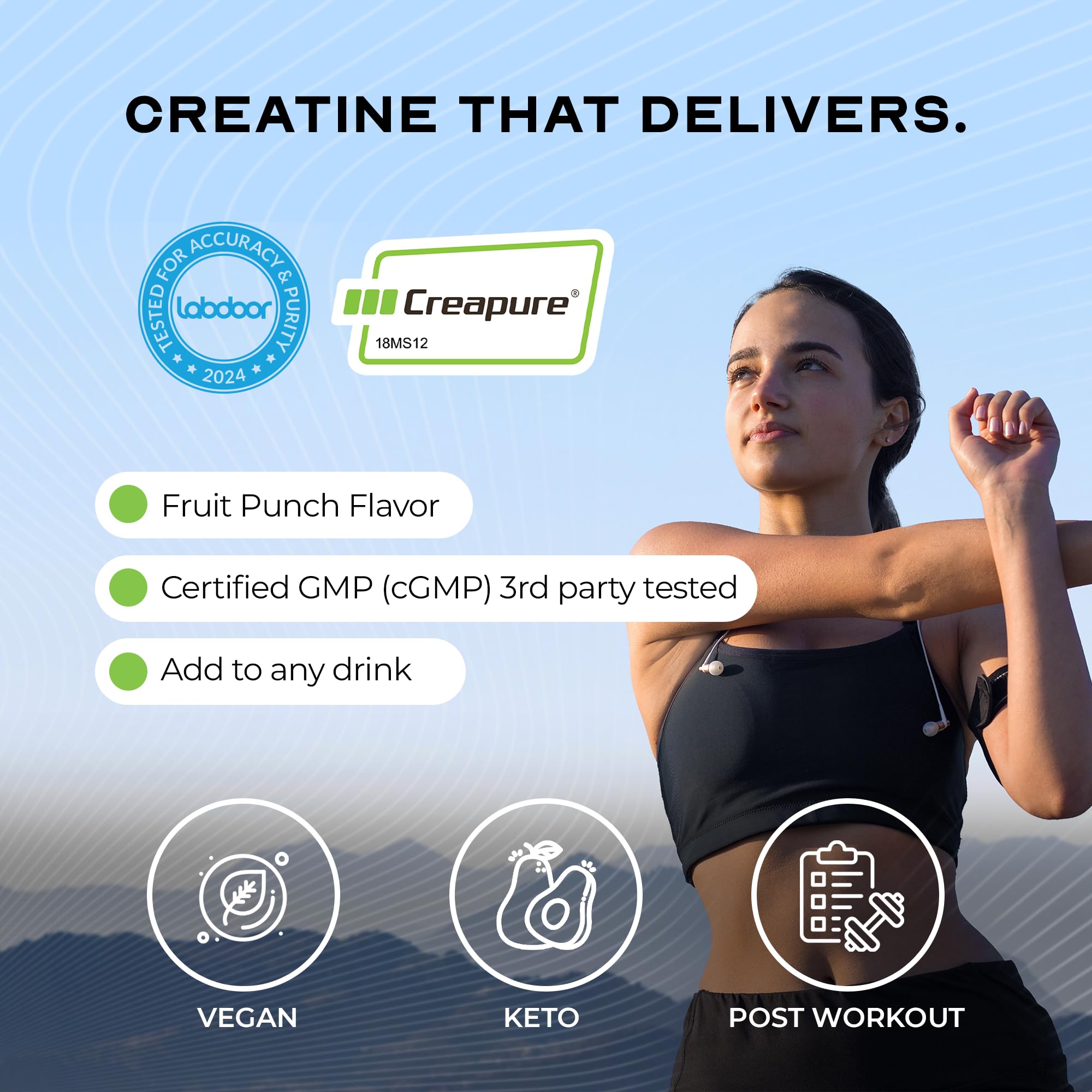 Muscle Feast Creapure powder in shaker for convenient use