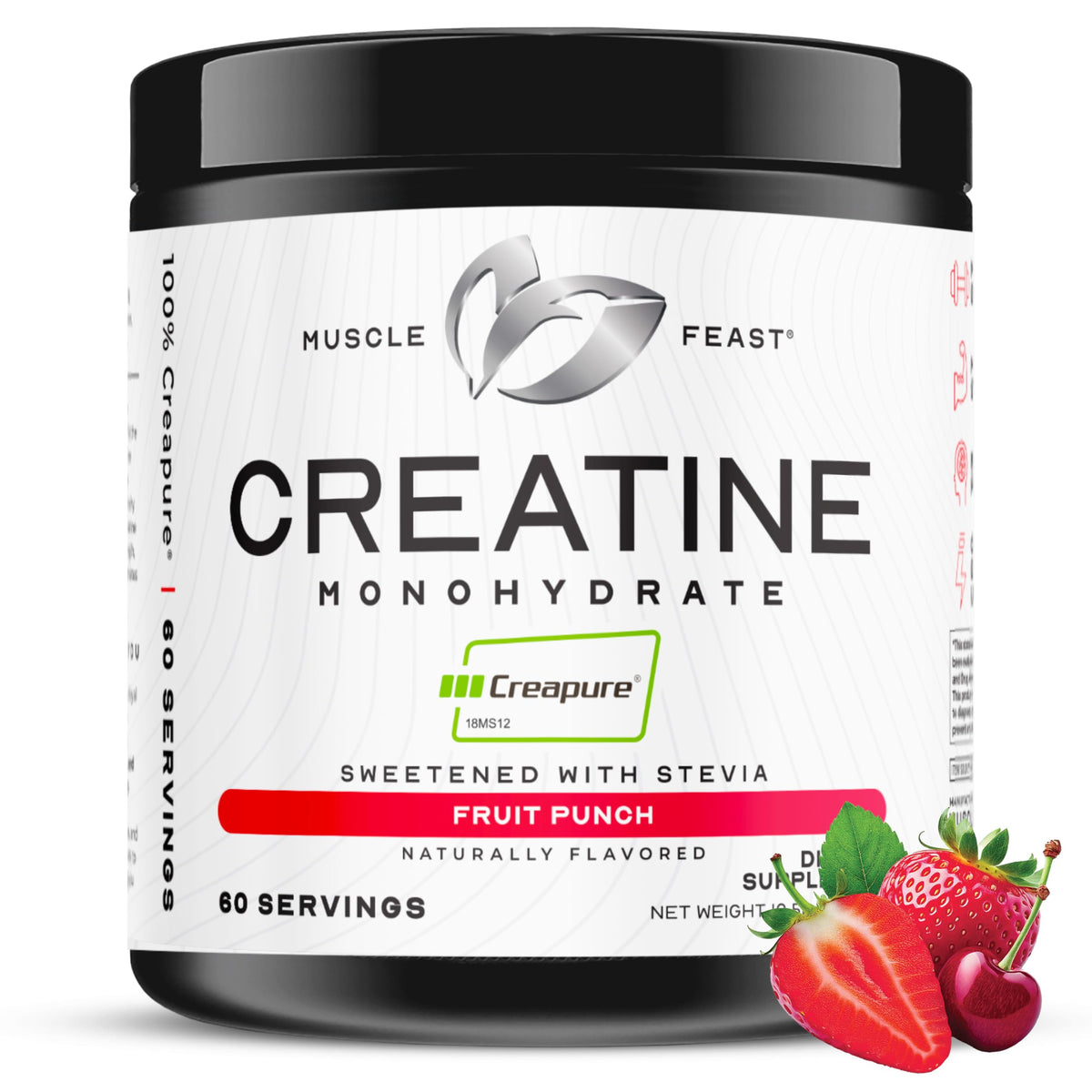 Muscle Feast Creapure creatine powder pouring for high-intensity training readiness