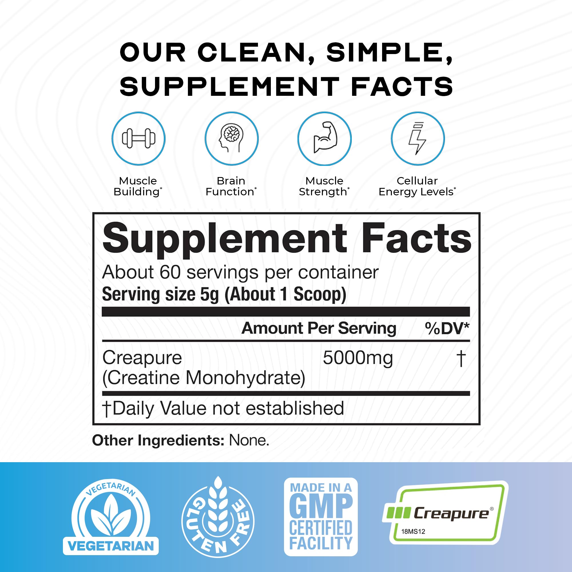 Muscle Feast Creapure creatine monohydrate powder unflavored in a jar
