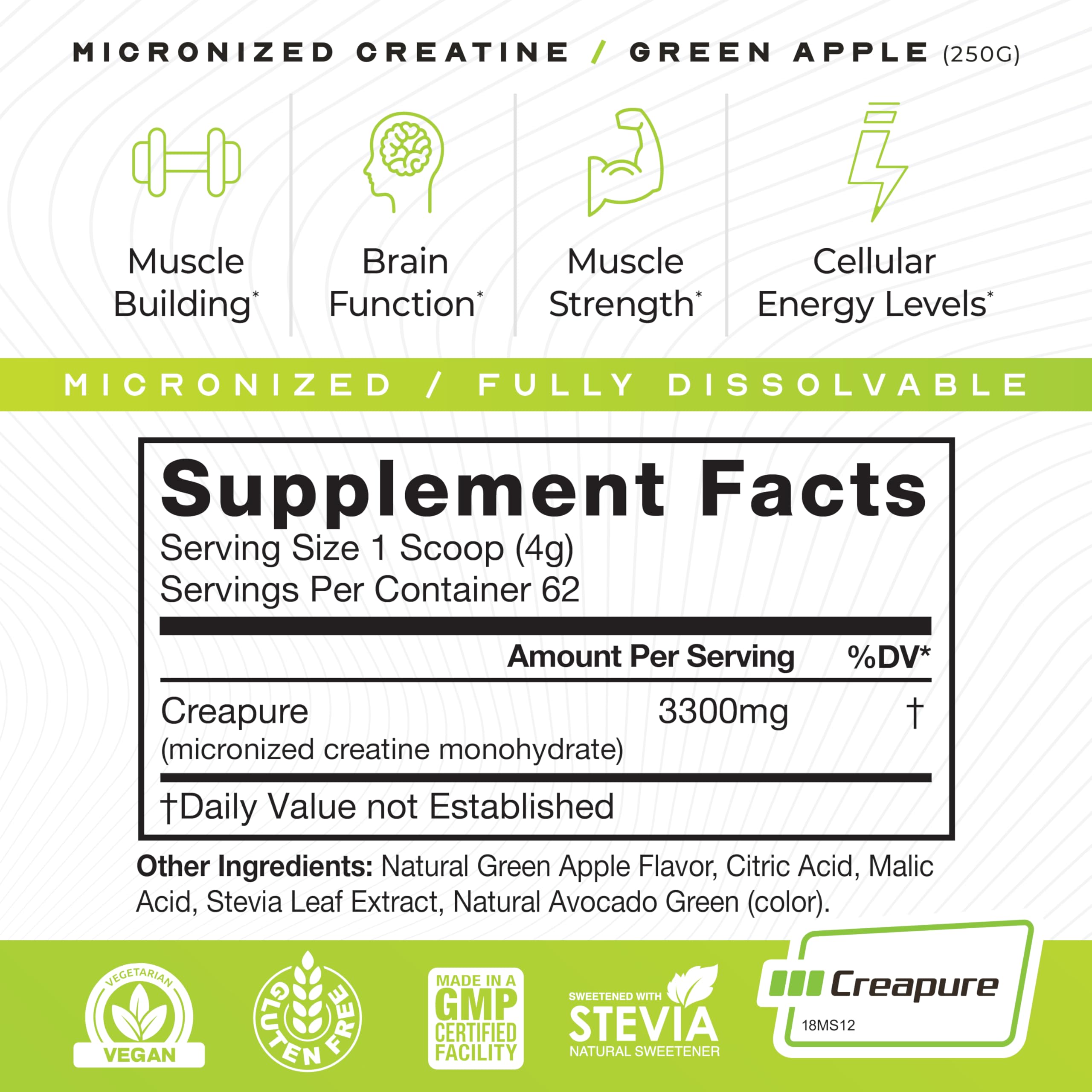Muscle Feast Creapure green apple shake ready to drink.