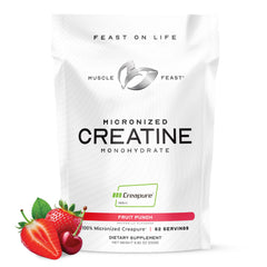 Muscle Feast Creapure powder jar showing premium German creatine quality for clean gains.