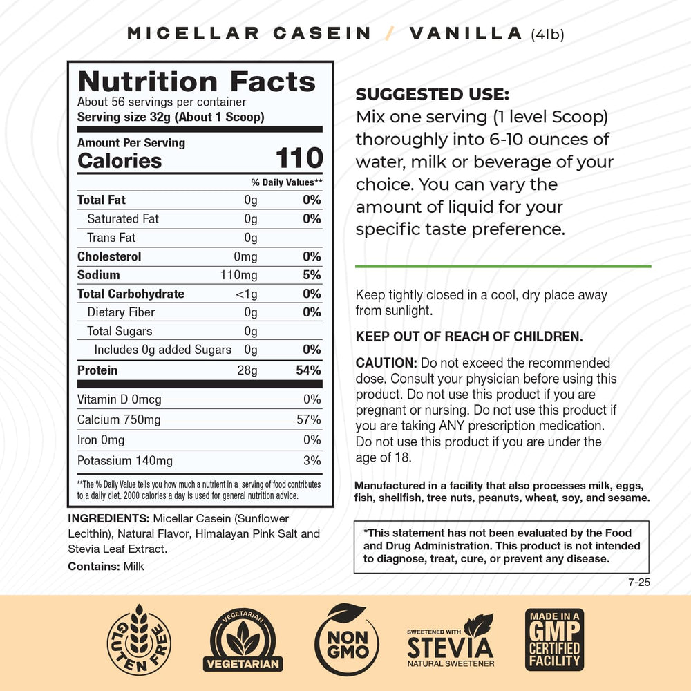 Muscle Feast vanilla micellar casein scoop showing smooth blending