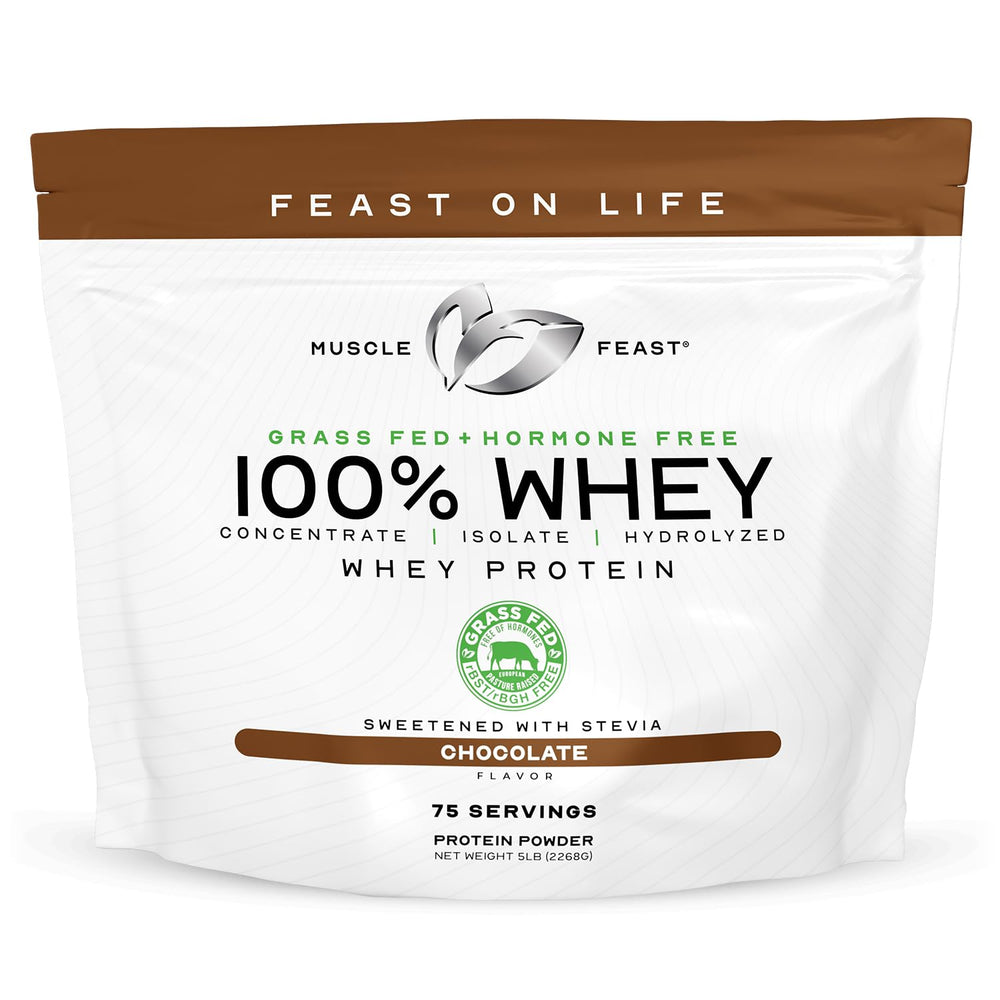 Muscle Feast grass-fed whey bottle ready for a post-workout shake