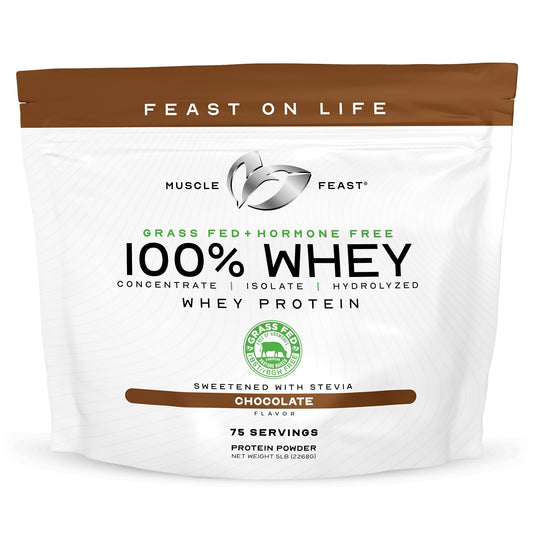 Muscle Feast grass-fed whey bottle ready for a post-workout shake