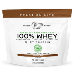 Muscle Feast grass-fed whey bottle ready for a post-workout shake